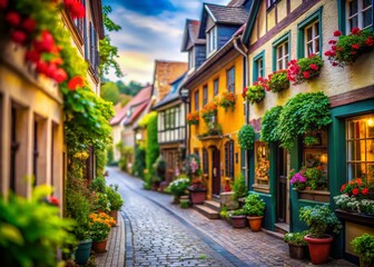 Obraz premium Enchanting Tilt-Shift Photography of a Charming Street in an Old City