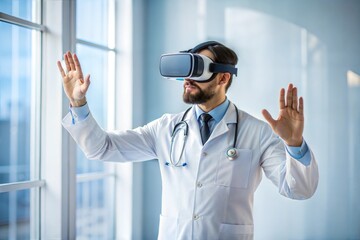 Doctor using VR headset showcasing technological advancements in medicine