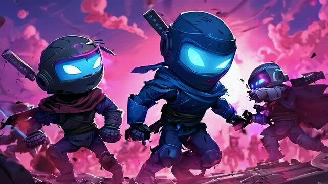 Ninja Friends Fight Evil Robot Army