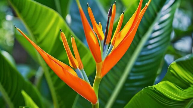 Vibrant Bird of Paradise Flower in Bloom , 4K Ultra HD footage Perfect for Professional Projects, tech presentations, product showcases and professional digital content.	
