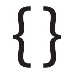 Black curly bracket sign symbol icon