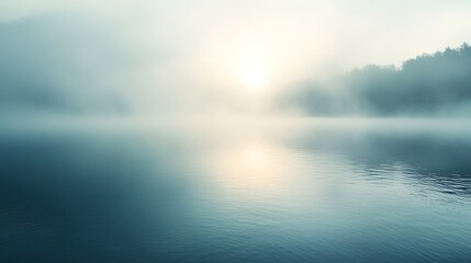 Fototapeta premium Misty Morning Over Serene Lake