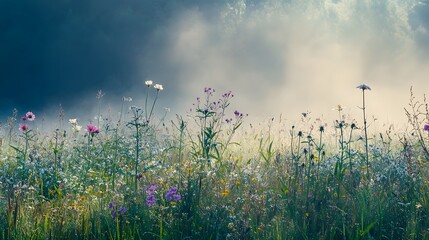 Fototapeta premium Misty Meadow at Dawn