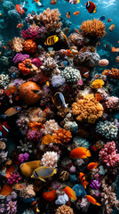 Obraz premium Vibrant coral reef with diverse fish species