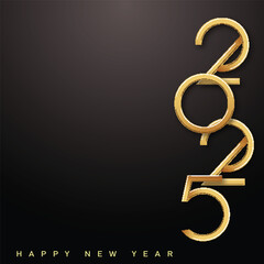 Obraz premium Minimalistic Golden 2025 Happy New Year Modern Design Greeting. Vector