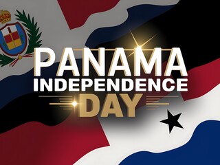 Panama Flag with "Panama Independence Day" Text