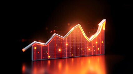 Digital Financial Growth Chart with Abstract Lighting Effects