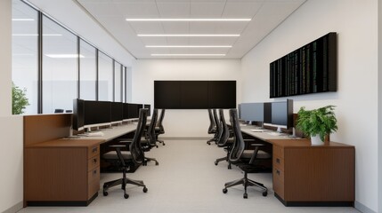 modern office with trading desks
