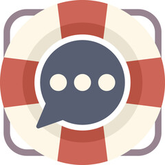 Speech bubble is appearing from a lifebuoy, depicting customer support
