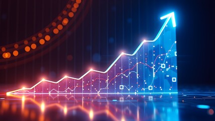 Business Growth Chart with Dynamic Lighting and Data Effects