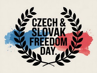 Czech & Slovak Freedom Day Celebrated with Watercolor Splashes and Laurel Wreath