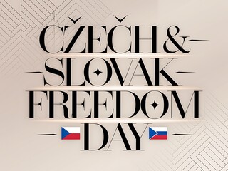 Czech & Slovak Freedom Day with Flags and Geometric Design