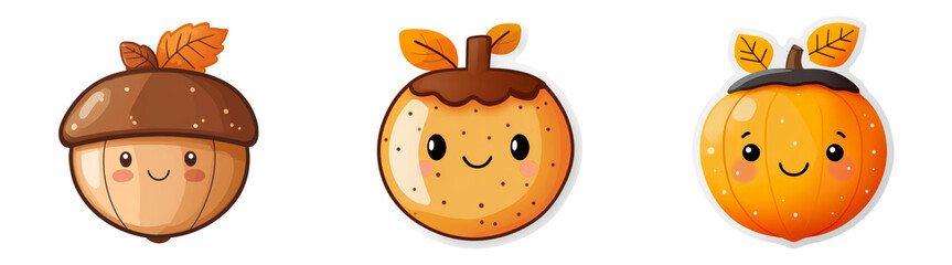 Fototapeta premium Acorn cartoon icon isolated on transparent PNG background, perfect for childrenâ€™s illustrations or autumn designs