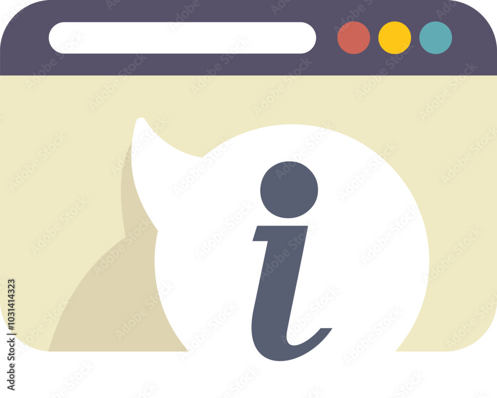 Poster internet browser window is displaying an information symbol in a speech bubble