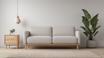 Modern living room with comfortable sofa.
