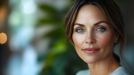 Fototapeta premium Aging senior woman with sagging skin and wrinkles, transitioning to a fresh, plump, youthful face with glowing, wrinkle-free features