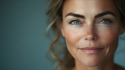 Naklejka premium Aging senior woman with sagging skin and wrinkles, transitioning to a fresh, plump, youthful face with glowing, wrinkle-free features
