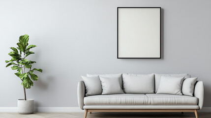Modern living room with sofa and plant