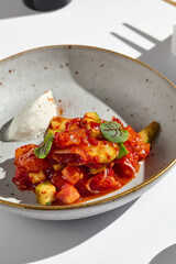 Asian-style Avocado and Salmon Dish with Vibrant Colors and Modern Composition