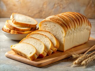Freshly Cut White Bread on Light Background - Drone Photography