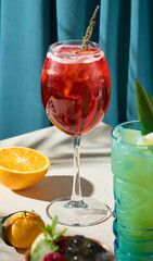 Vermouth and Sparkling Wine Cocktail with Thyme - Vibrant and Refreshing Beverage Photography