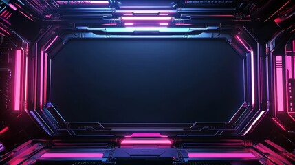 Obraz premium Futuristic Tech Frame With Neon Lights