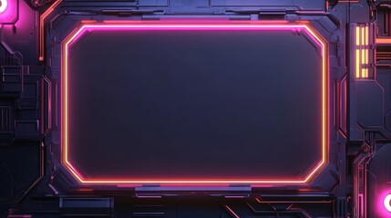 Futuristic Sci Fi Interface with Neon Lights and Holographic Effects