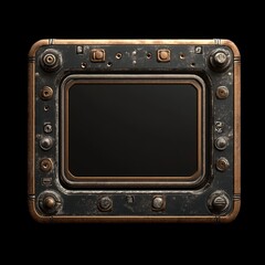 Obraz premium Biomechanical texture design device for steampunk underwater monitor card template 