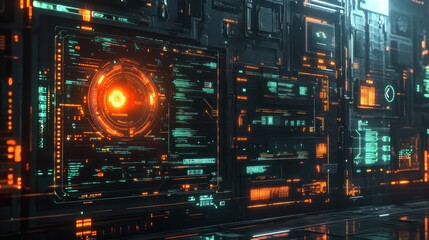 Abstract Futuristic Technology Data Interface, AI generated image