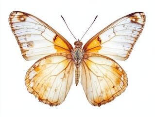 Fototapeta premium A delicate butterfly with detailed wings, isolated on a white background 