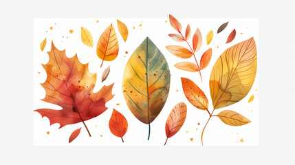 Obraz premium Watercolor autumn leaves , vector illustration for a happy Thanksgiving day of gratitude