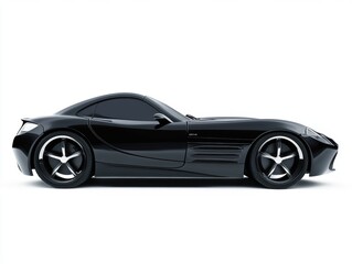 Obraz premium A sleek black sports car, isolated on a white background 