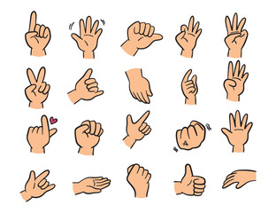 Fototapeta premium Doodle Set of Hand Gesture