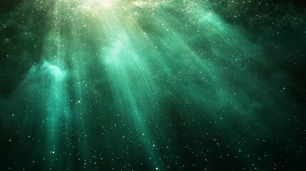 Green beams on dark background with copy space.
