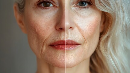 Wrinkle formation infographic focusing on the mouth area, showing how treatments reduce wrinkles with clear before-and-after examples, Minimalist Design, Bright Colors
