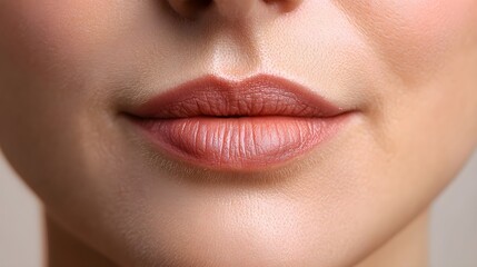 Naklejka premium Before-and-after close-up of a woman's mouth, focusing on expression lines before Botox and smooth, wrinkle-free skin after treatment, Photorealistic, Natural Lighting