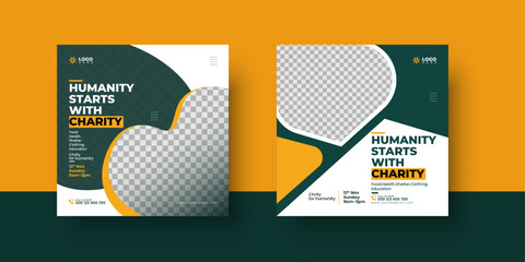 Charity Square social media post template design. or Charity Kids help donate social media posts and web banner template