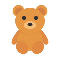 Cute brown teddy bear icon. Vector.