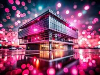 Futuristic Magenta Red Fluid Bokeh Background for Architectural Photography