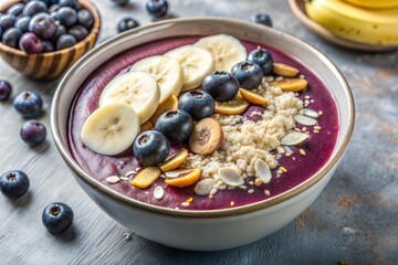 Acai smoothie bowl with banana blueberries and granola