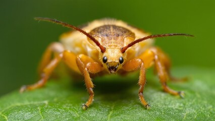 Cockchafer beetle looking over leaf in Vechta, Germany