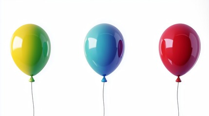 Bunch of bright balloons and space for text against white background. Generated by AI.