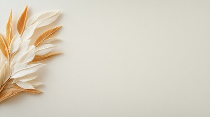 Elegant arrangement of dried leaves on a soft backdrop, perfect for decor.