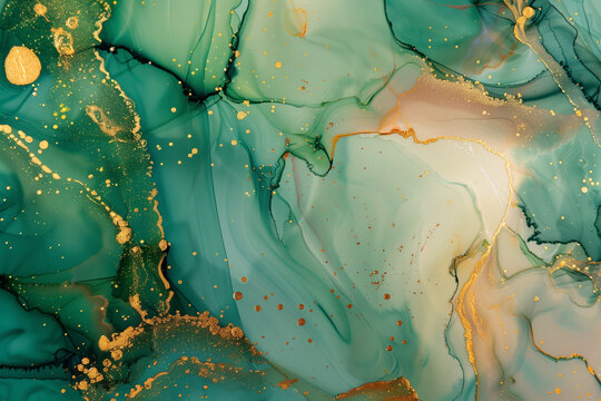  Colorful abstract marble ink artwork with gold foil and alcohol ink effects