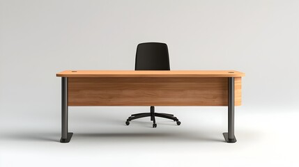 Sleek Wooden Desk Offering Ample Space for Productive Workday in Professional Office