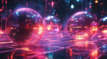 Futuristic capsules with carbon fiber textures suspended in a glowing holographic grid, digital data streams surrounding, Sci-fi, Neon, Cyberpunk illustration
