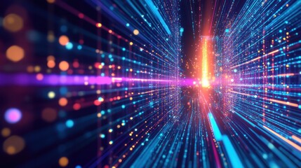 Naklejka premium Streaming data and dynamic technology connections on dynamic digital Background