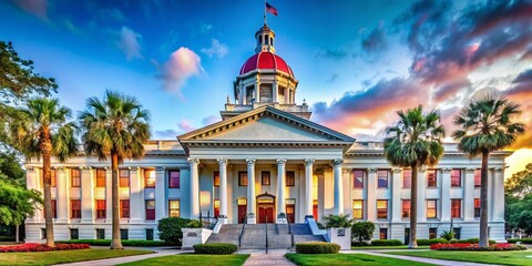 Government Office Building in Tallahassee Florida - Vertical Photo of the Clerk of Courts for Architectural and Travel