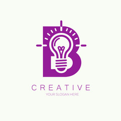 B letter light bulb vector logo design