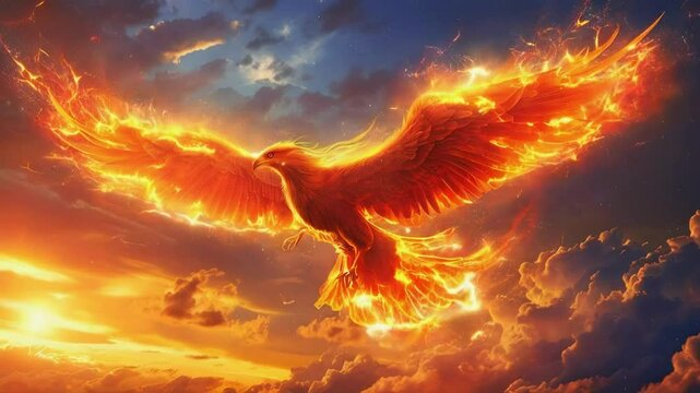 Fire Bird Spreading Magic in the Sky